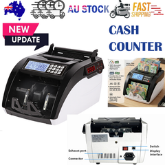 Australian Note Bill Money Cash Counter Machine with Value Count 4" LED Display