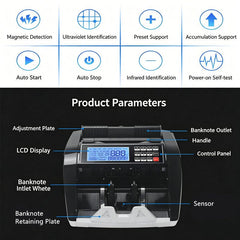 Australian Note Bill Money Cash Counter Machine with Value Count 4" LED Display