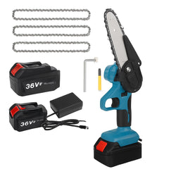 6" Mini Cordless Electric Chainsaw Powered Wood Cutter Rechargeable&2X Battery