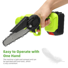 6" Mini Cordless Electric Chainsaw 2X Battery Powered Wood Cutter Rechargeable