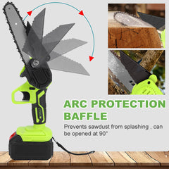 6" Mini Cordless Electric Chainsaw 2X Battery Powered Wood Cutter Rechargeable