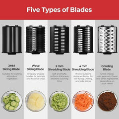 MAX 1200W Electric Cheese Grater Salad Maker With 5 Different Shapes of Blades AU