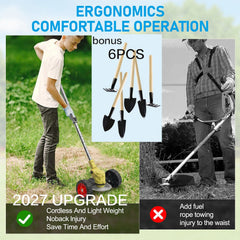 Yellow Whipper Snipper Mower Cordless Grass Trimmer Lawn Cutter Battery Brushcutter