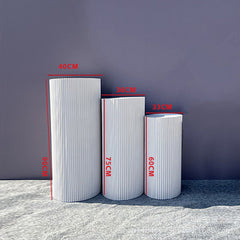 3x Metal Wedding Plinths Cylinder Pedestal Stand Ripple Cake Dessert Display