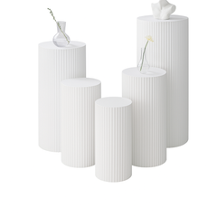 5x Metal Wedding Plinths Cylinder Pedestal Stand Ripple Cake Dessert Display