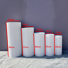 5x Metal Wedding Plinths Cylinder Pedestal Stand Ripple Cake Dessert Display