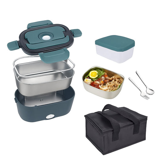 2 in1 Home Car Electric Lunch Box Stainless Steel Food Heating Bento Box AU Plug