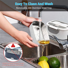 2 in1 Home Car Electric Lunch Box Stainless Steel Food Heating Bento Box AU Plug