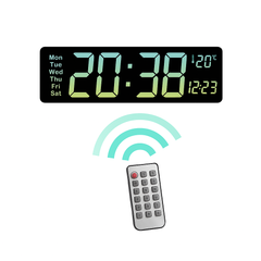 16" Green gradient color Large Digital Big Jumbo LED Wall Desk Clock Display With Temperature Calendar