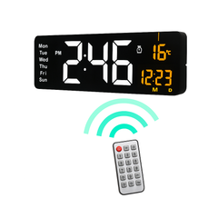 16" Orange Large Digital Big Jumbo LED Wall Desk Clock Display With Temperature Calendar