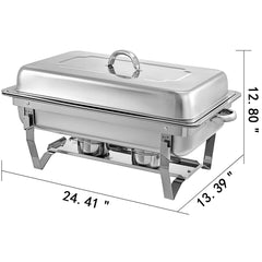 9L Chafing Dish Set Buffet Pan Bain Marie Bow Stainless Steel Food Warmer