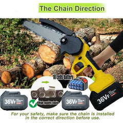 NEW 36V 8" Mini Cordless Electric Chainsaw 2XBattery Wood Cutter Rechargeable