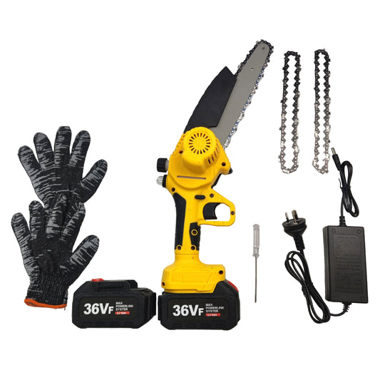 36V 8" Mini Cordless Electric Chainsaw 2XBattery 36V Wood Cutter Rechargeable
