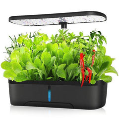 Hydroponics Plant Growing System 12 Pods Indoor Herb Garden Kit Led Light 4L Black