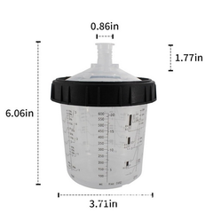 50 Sets Paint Spray Gun Cup Lids Liners Kit with Micron Filter 600ML Clear