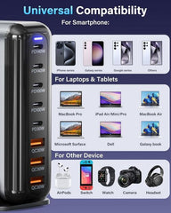 600W GaN³ 8 Ports Fast Charging Station USB&Type-C for iPhone, Laptops, MacBook