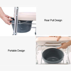 Mobile Shower Toilet Commode Chair Bathroom Aluminum Bedside Footrest Wheelchair
