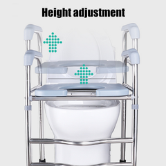 Upgrade 64-74cm Raised Toilet Seat Riser w/ Arms For Elderly Handicap Bathroom