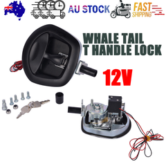 Black Power Operated Central Locking Handle Whale Tail Lock Recessed Folding 12V