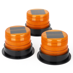 Solar Powered LED Flashing Beacon Light, 12-24V Amber Emergency Magnetic Warning Yellow