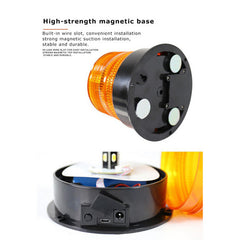Solar Powered LED Flashing Beacon Light, 12-24V Amber Emergency Magnetic Warning Yellow