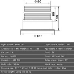 Solar Powered LED Flashing Beacon Light, 12-24V Amber Emergency Magnetic Warning Yellow