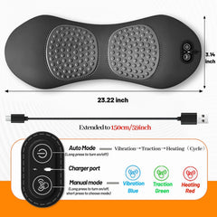 Electric Back Massager Triple Fusion Back Massager Traction Lifting & Heat AU