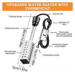 Portable Electric Immersion Water Heater Boiler &Thermostat Auto Shut off 2500W