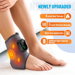 GRAY Cordless Ankle Heating Pad, Foot and Ankle Massager with Heat Foot Renew Triple