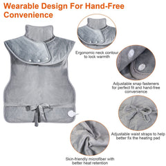 Portable Electric Heating Pad Wrap Heated Neck Shoulder Back Warm Pain Relief