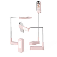 LED Portable Phone Holder Stand Wireless Remote Dimmable Selfie Fill Light Lamp Pink