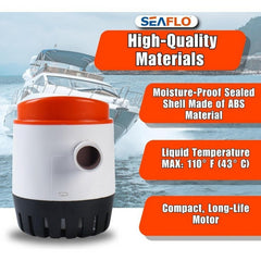 SEAFLO 12V 1100GPH Automatic Bilge Pump Marine Boat Auto Submersible Pump