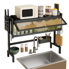 85CM Over The Sink Dish Drying Rack Carbon Steel Space Saving Above for Kitchen