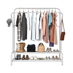 White Heavy Duty Metal Double Clothes Rail Rack Garment Hanging Shoe Storage Shelf AU