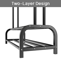 Black Heavy Duty Metal Double Clothes Rail Rack Garment Hanging Shoe Storage Shelf AU