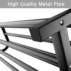 Black Heavy Duty Metal Double Clothes Rail Rack Garment Hanging Shoe Storage Shelf AU