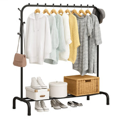Black Heavy Duty Clothes Rail Rack Hanging Garment Display Stand Shoe Storage Shelf