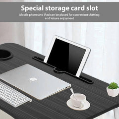 Black Laptop Stand Table Foldable Desk Computer Study Bed Adjustable Cup Slot Tray