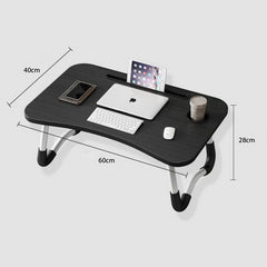 Black Laptop Stand Table Foldable Desk Computer Study Bed Adjustable Cup Slot Tray
