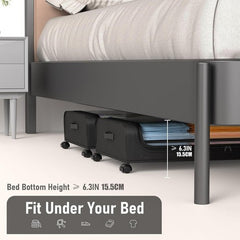 Black Square Under-Bed Storage Rack with Wheels Sturdy Easy to Move for Bedroom AU