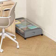 Gray Square Under-Bed Storage Rack with Wheels Sturdy Easy to Move for Bedroom AU