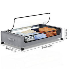 Gray Square Under-Bed Storage Rack with Wheels Sturdy Easy to Move for Bedroom AU