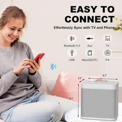 Sliver Karaoke Machine with 2 Wireless Microphones Bluetooth-Compatible 5.0 for Parties