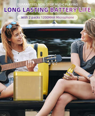 Gold Karaoke Machine with 2 Wireless Microphones Bluetooth-Compatible 5.0 for Parties
