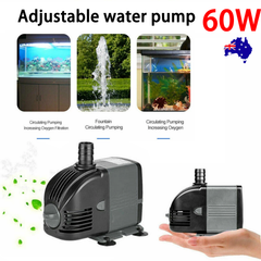 60W Adjustable Flow Aquarium Pump Water Submersible Fish Tank Fountain Pond Marine