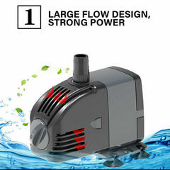 60W Adjustable Flow Aquarium Pump Water Submersible Fish Tank Fountain Pond Marine