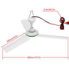 12V Ceiling Fan Portable Solar Power 3 Blade 0.7AMP Caravan Camping Outdoor