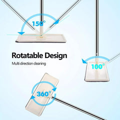 Mop Bucket Wet Dry Rinse Wash 360 Rotating Squeeze Flat Floor Cleaner with Pads