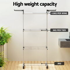 4 Tiers Clothes Airer Drying Rack Coat Garment Stand Hanger Laundry Foldable