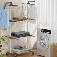 4 Tiers Clothes Airer Drying Rack Coat Garment Stand Hanger Laundry Foldable